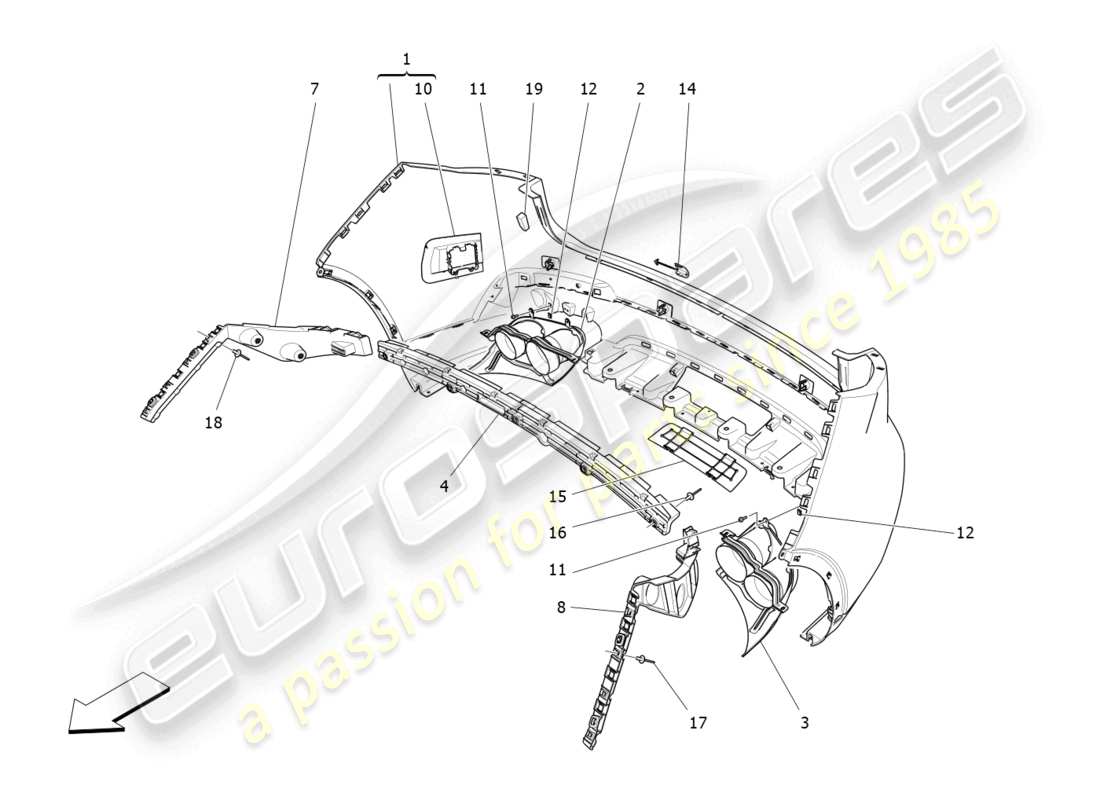 maserati levante tributo (2021) rear bumper parts diagram