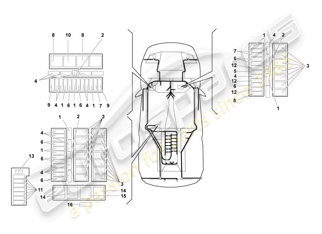 lamborghini murcielago roadster (2006) central electrics parts diagram