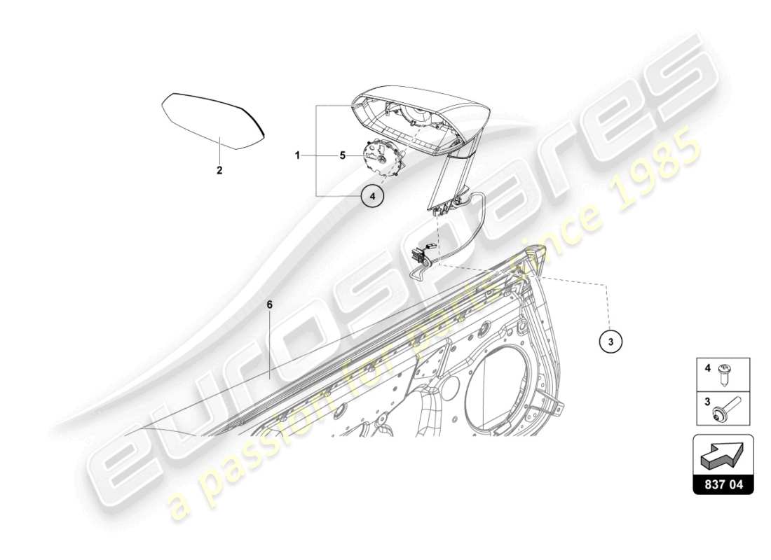 lamborghini lp740-4 s roadster (2021) exterior mirror part diagram