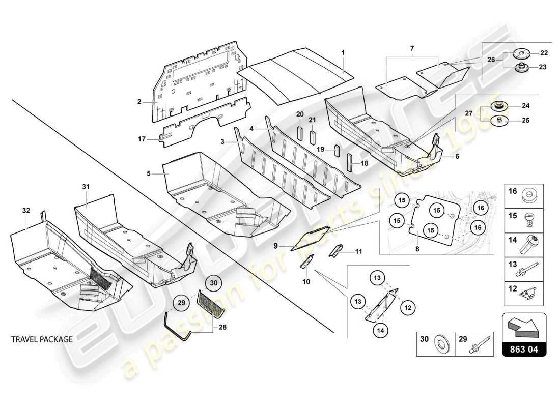 lamborghini lp740-4 s roadster (2021) interior decor parts diagram