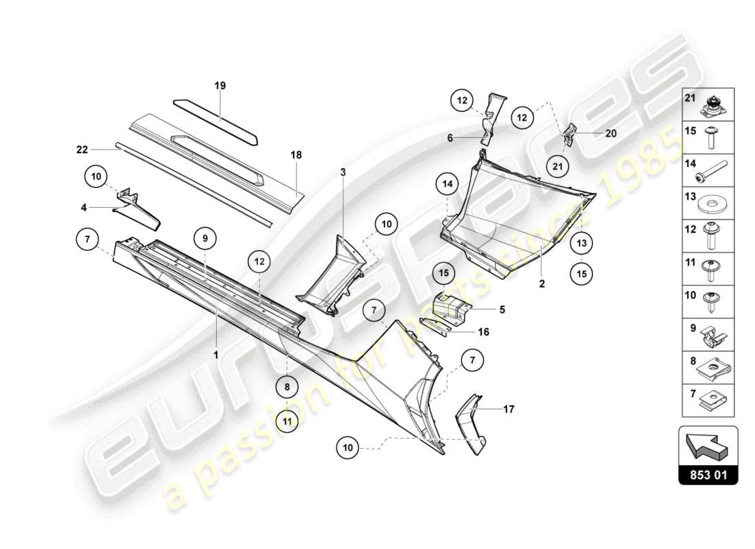 lamborghini lp700-4 coupe (2017) lower external side member for wheel housing parts diagram