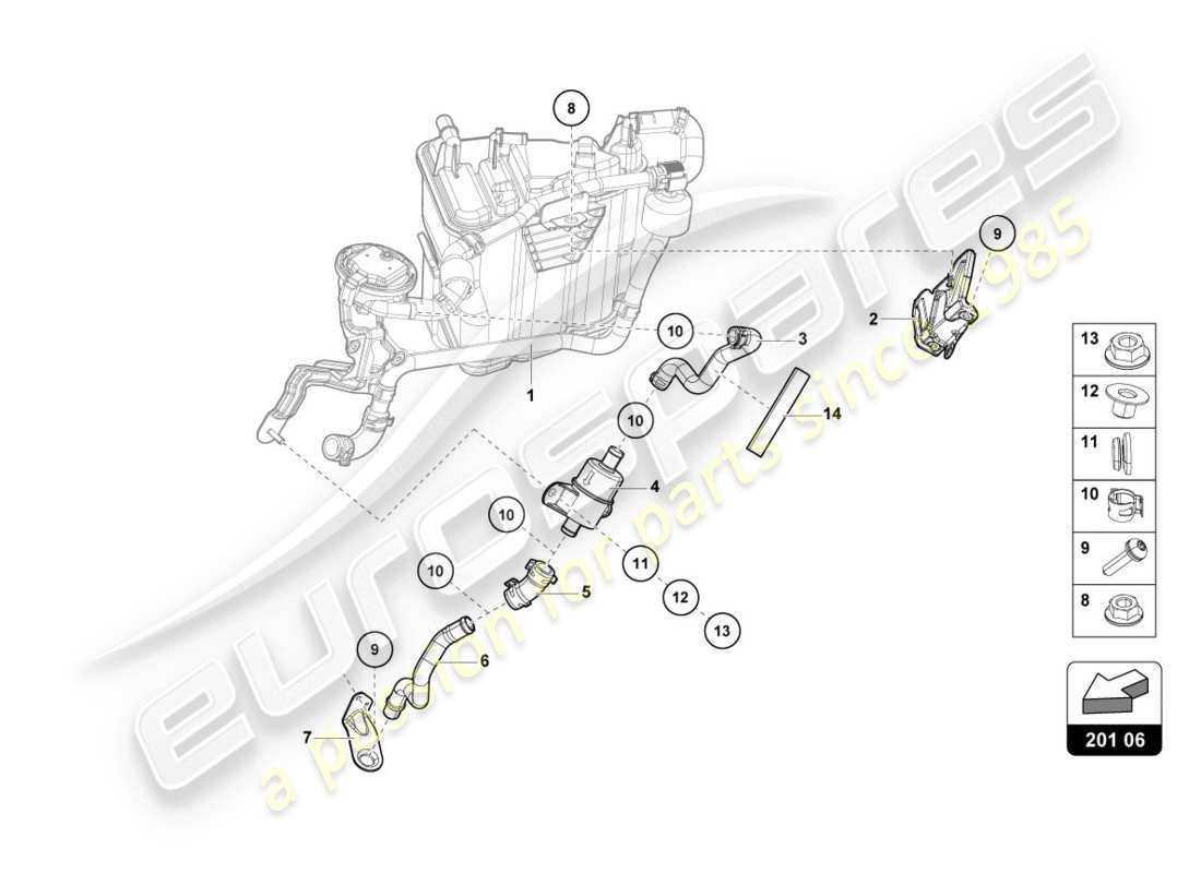 lamborghini evo spyder (2020) activated charcoal container parts diagram