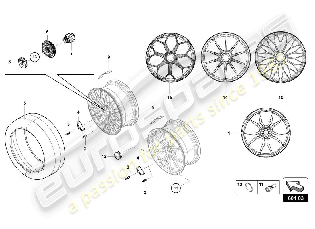 lamborghini lp750-4 sv coupe (2017) wheels/tyres front parts diagram