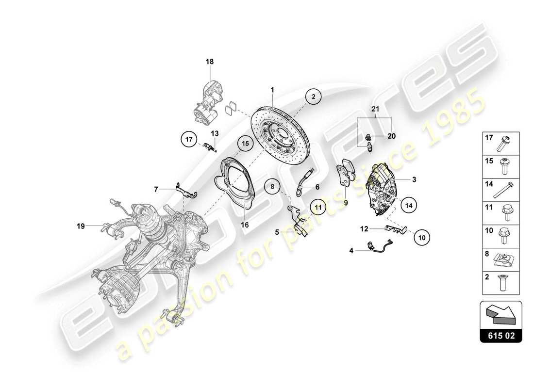 lamborghini evo spyder 2wd (2020) ceramic brake disc parts diagram