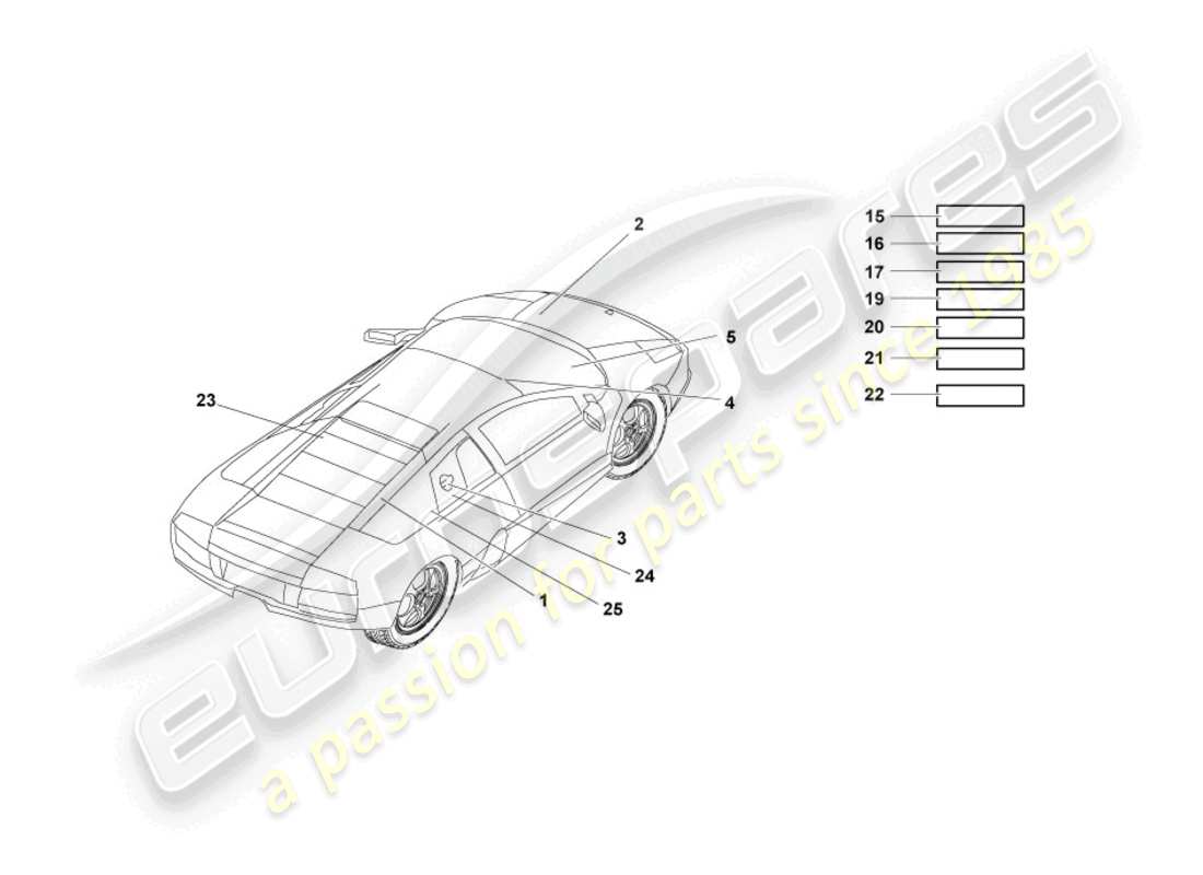 lamborghini murcielago roadster (2005) type plates part diagram