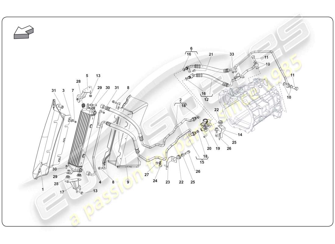 lamborghini super trofeo (2009-2014) oil cooler part diagram