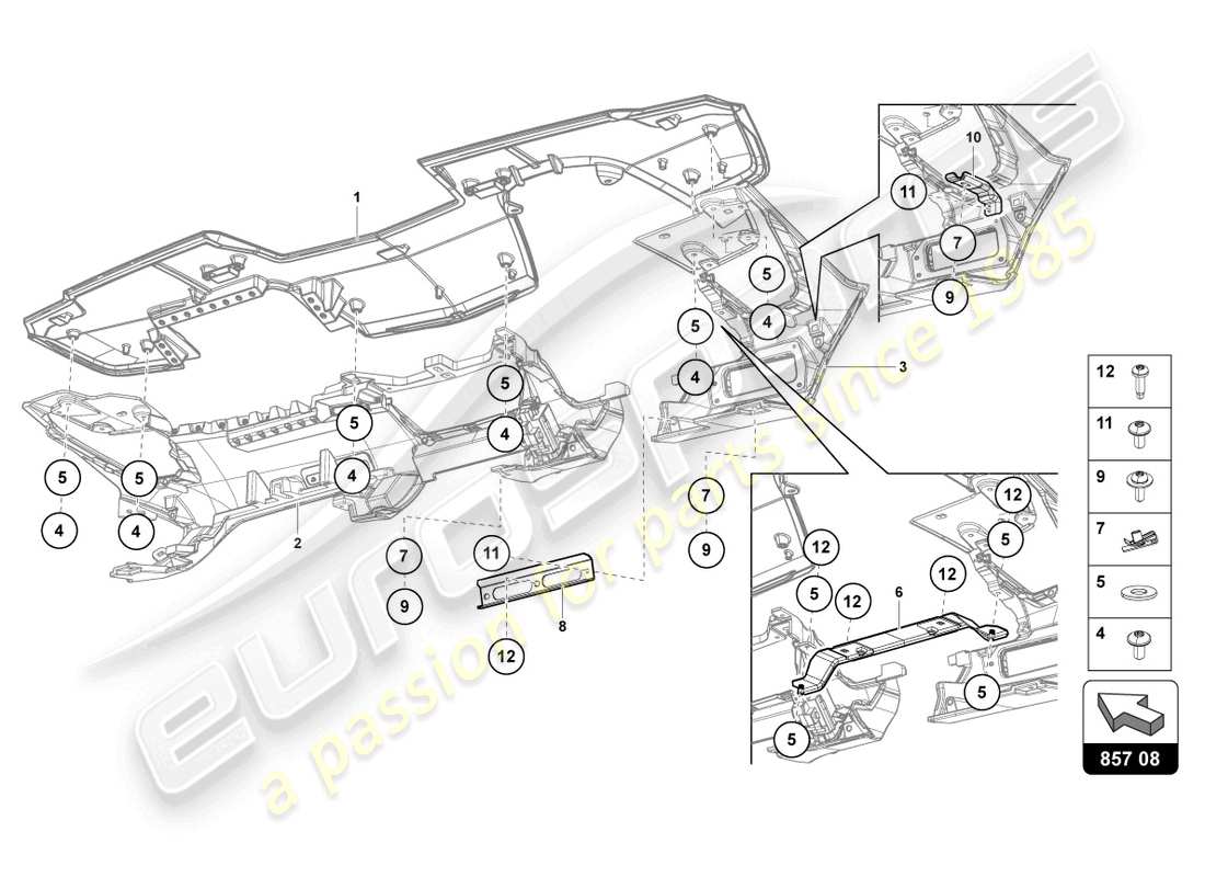 lamborghini lp740-4 s coupe (2018) instrument panel parts diagram