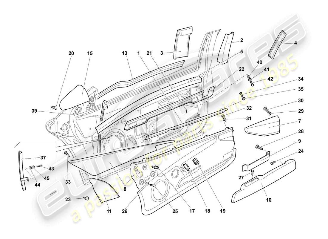 lamborghini murcielago roadster (2006) window guide parts diagram