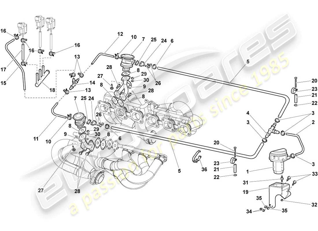 lamborghini murcielago roadster (2006) secondary air pump parts diagram