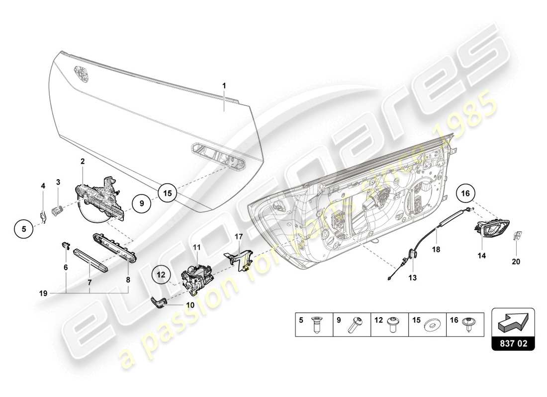 lamborghini lp610-4 coupe (2017) door handles parts diagram