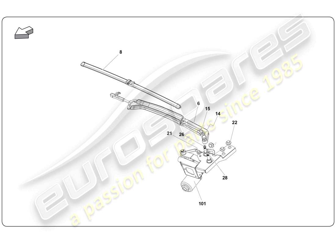 lamborghini super trofeo (2009-2014) wiper parts diagram