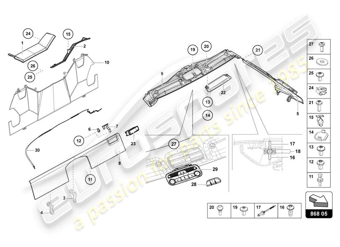 lamborghini lp750-4 sv roadster (2017) interior decor parts diagram