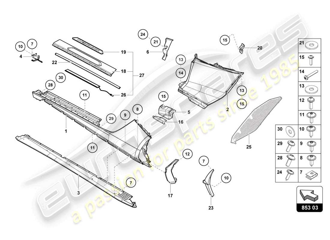 lamborghini lp740-4 s coupe (2017) lower external side member for wheel housing part diagram