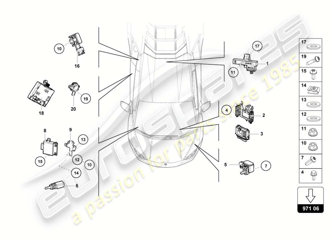 VIEW PARTS DIAGRAMS FROM THE LAMBORGHINI HURACAN PARTS CATALOGUE a part diagram from the lamborghini huracan parts catalogue