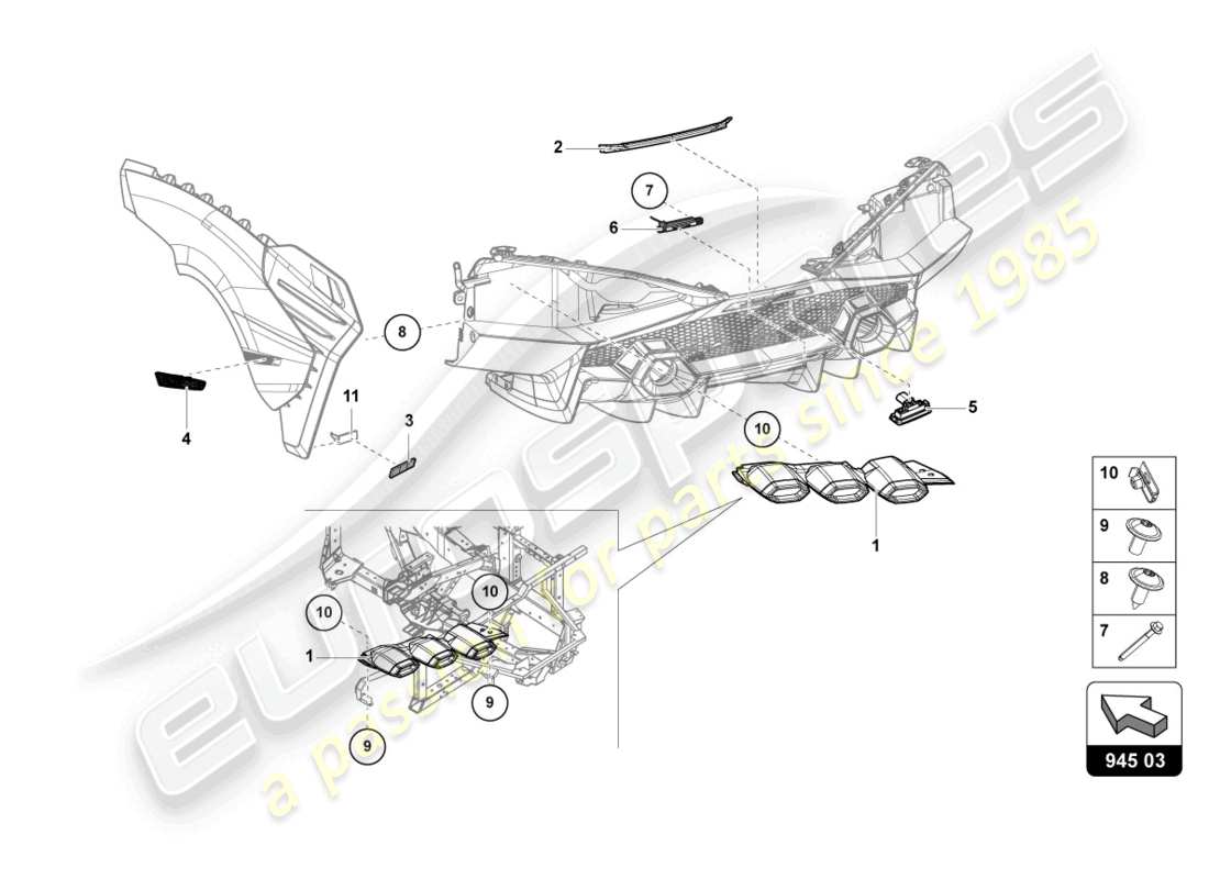 lamborghini sian (2020) tail light rear parts diagram