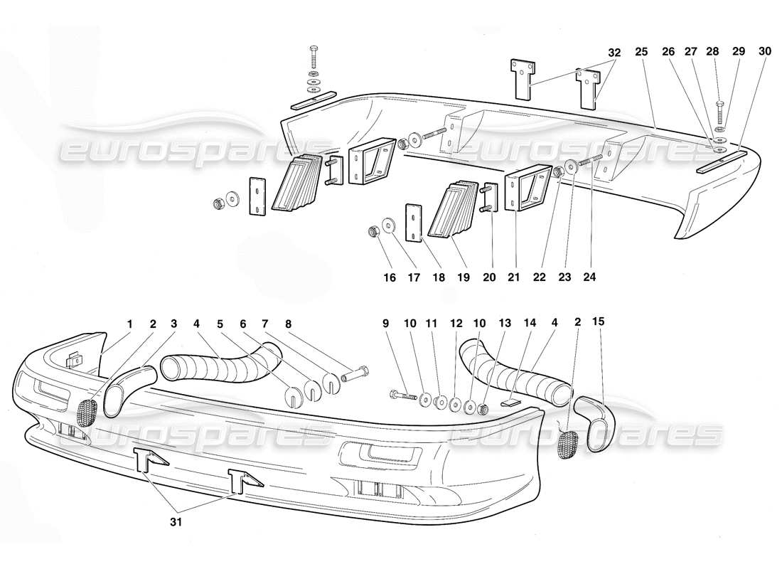 lamborghini diablo (1991) bumpers part diagram