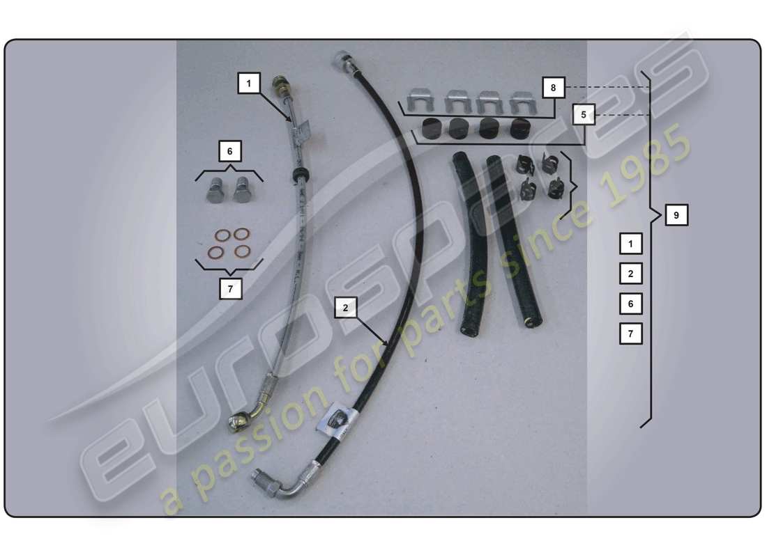 lamborghini super trofeo (2009-2014) brake hose kit part diagram