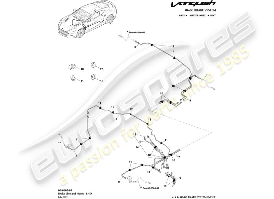 a part diagram from the aston martin vanquish (2016) parts catalogue