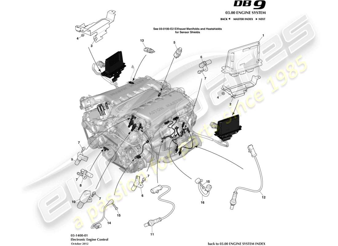 aston martin db9 (2015) electronic engine control part diagram