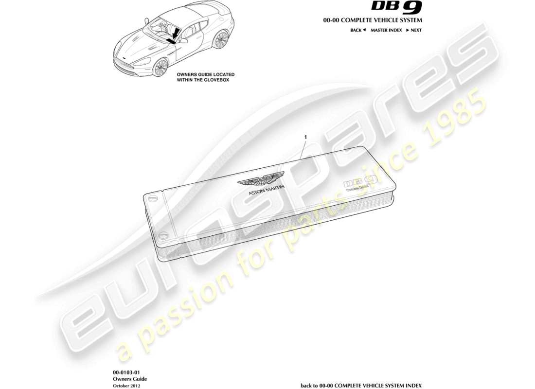 aston martin db9 (2014) owners guide part diagram