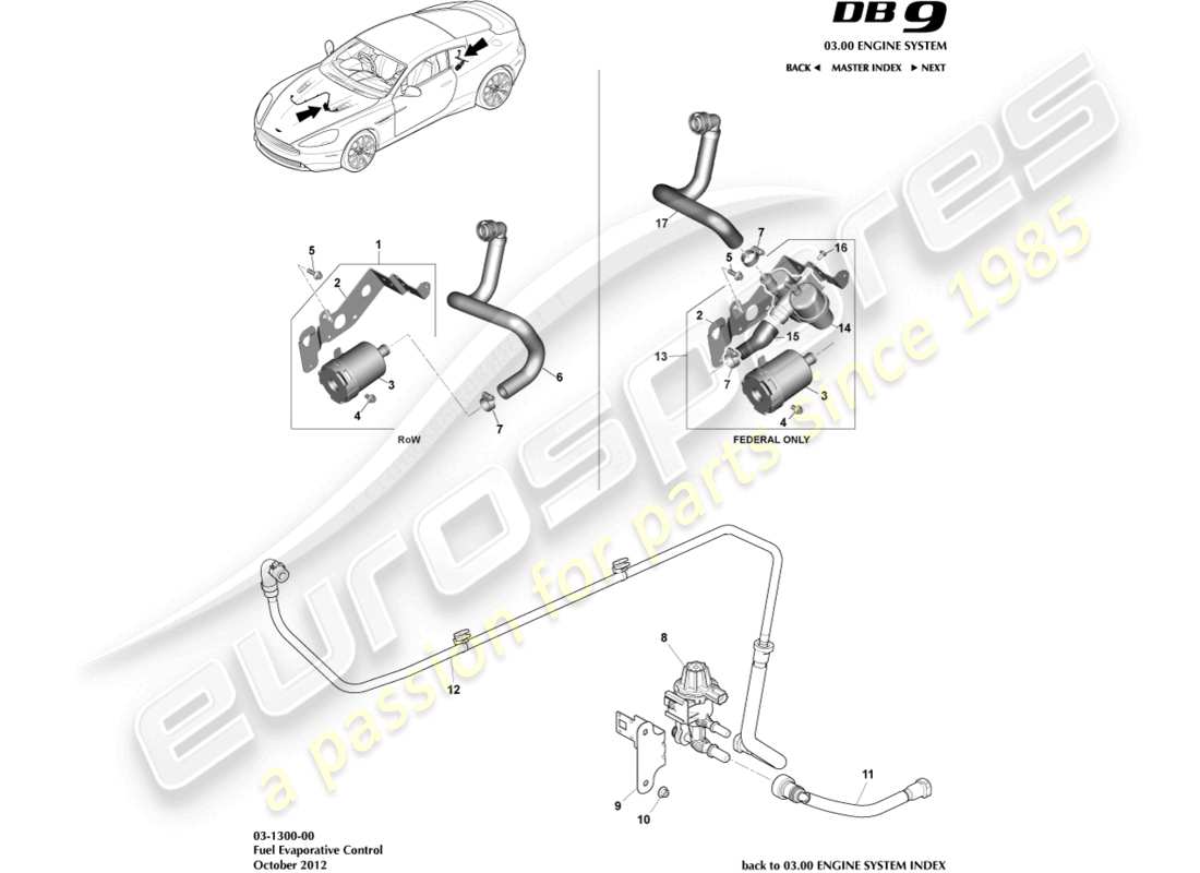 aston martin db9 (2014) evaporative emissions part diagram