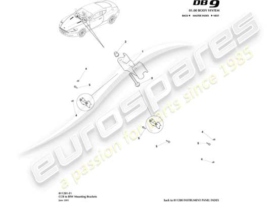 a part diagram from the aston martin db9 (2009) parts catalogue