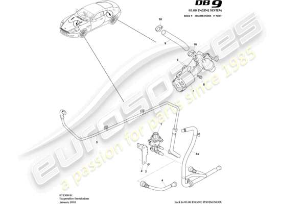 a part diagram from the aston martin db9 (2012) parts catalogue