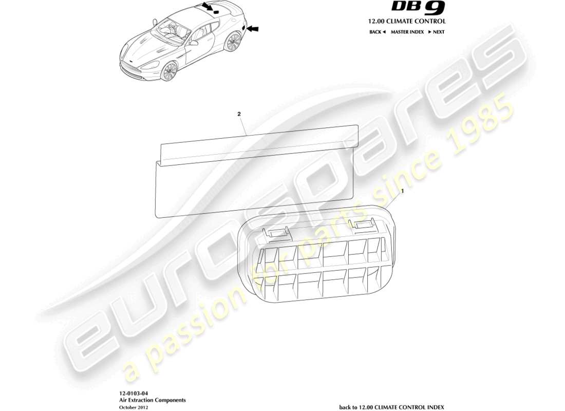 aston martin db9 (2014) air extraction components part diagram