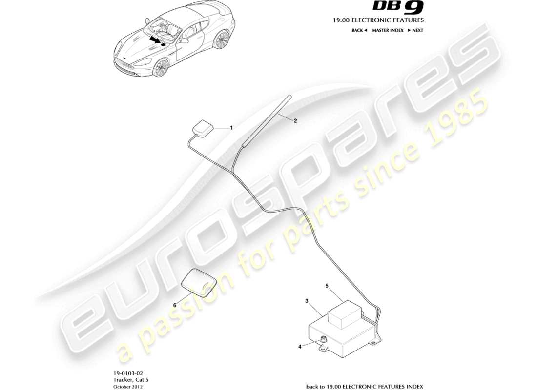 aston martin db9 (2014) cat 5 tracker part diagram