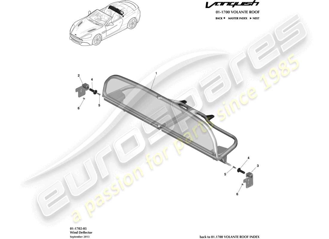 aston martin vanquish (2018) wind deflector part diagram