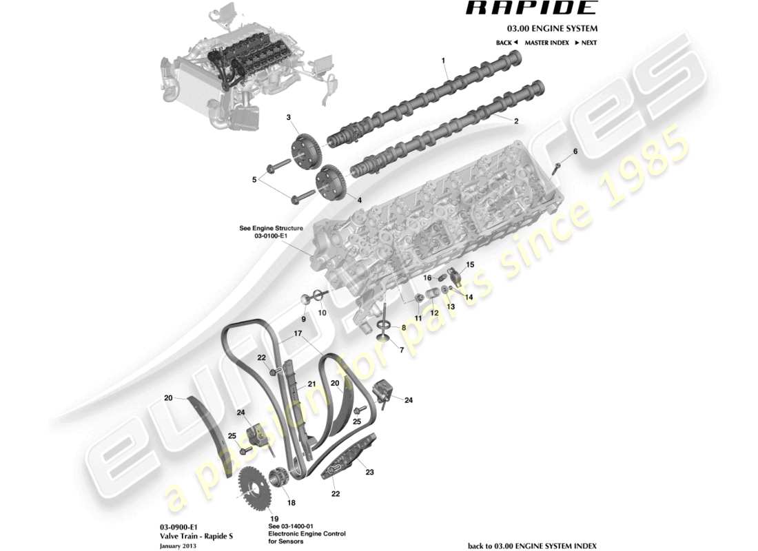 aston martin rapide (2010) valve train parts diagram