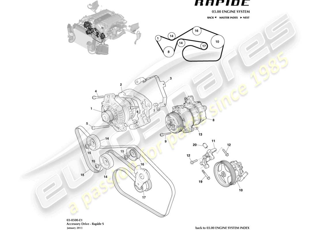 aston martin rapide (2019) accessory drive part diagram