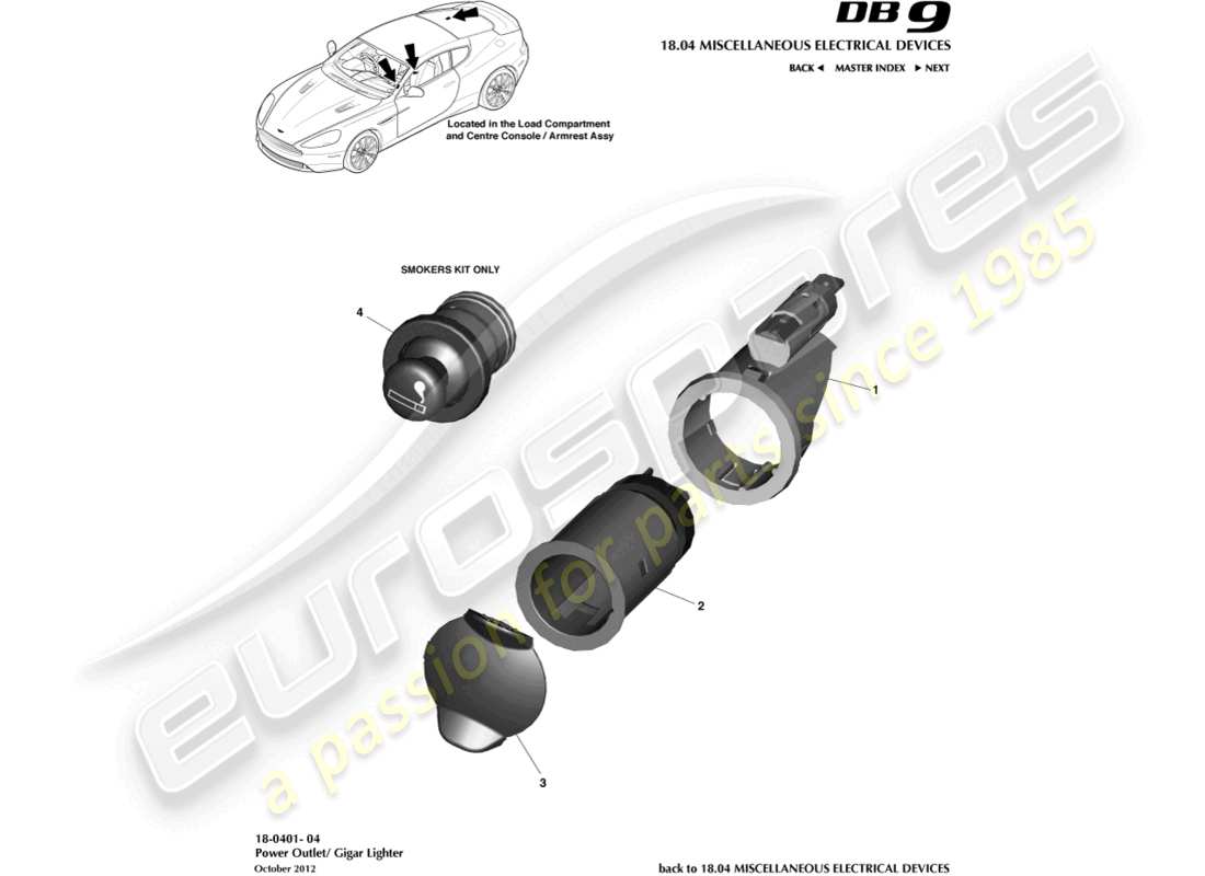 aston martin db9 (2014) power socket part diagram