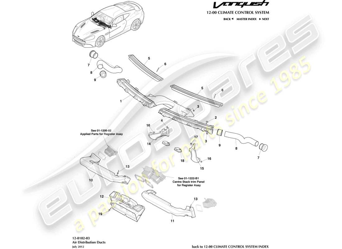 aston martin vanquish (2015) air distribution components parts diagram