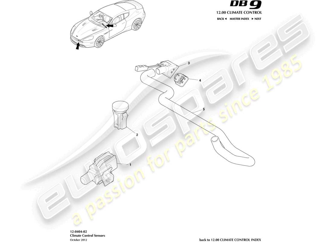 aston martin db9 (2014) sensors part diagram