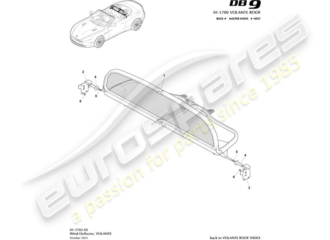 aston martin db9 (2014) wind deflector part diagram