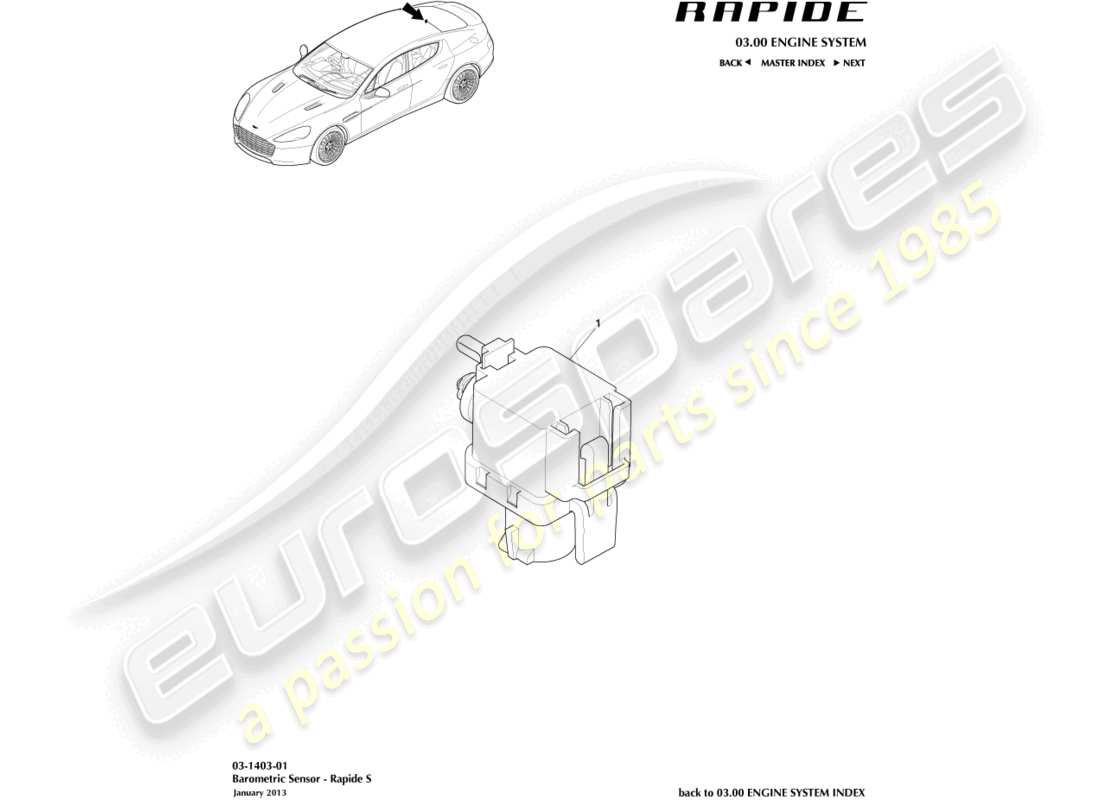 aston martin rapide (2011) barometric sensor part diagram