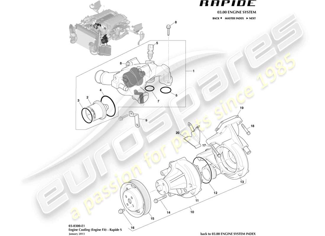 aston martin rapide (2010) engine cooling parts diagram