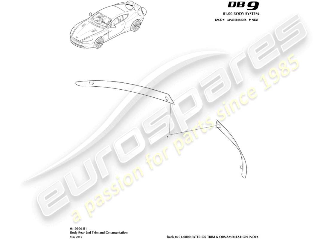 aston martin db9 (2015) rear end trim part diagram