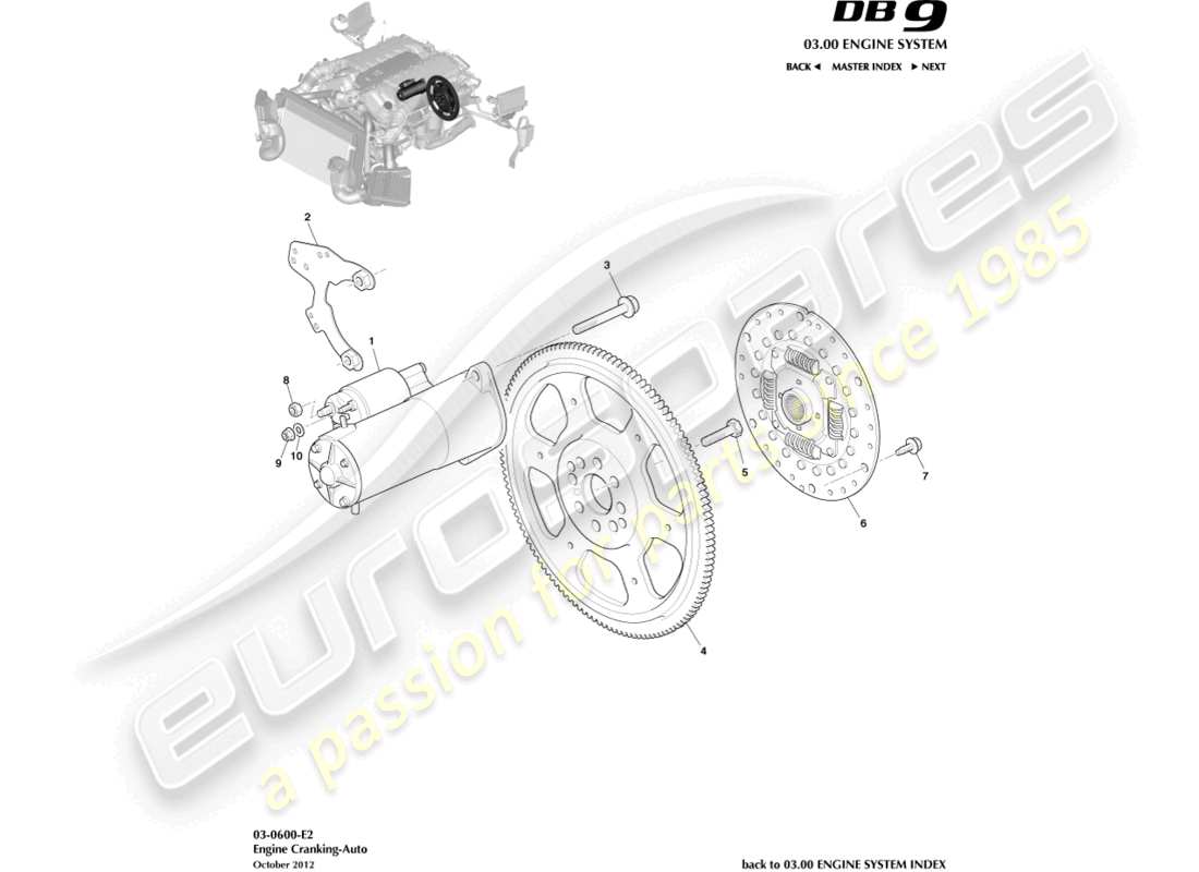 aston martin db9 (2014) engine cranking, auto part diagram