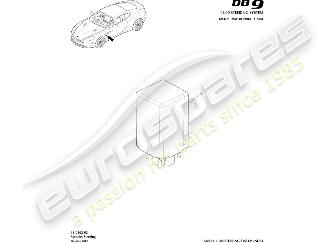 aston martin db9 (2014) steering module part diagram