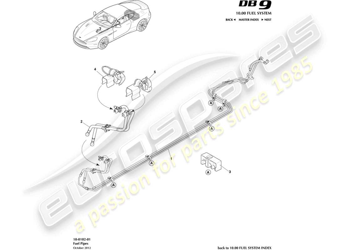 aston martin db9 (2014) fuel dsitribution part diagram