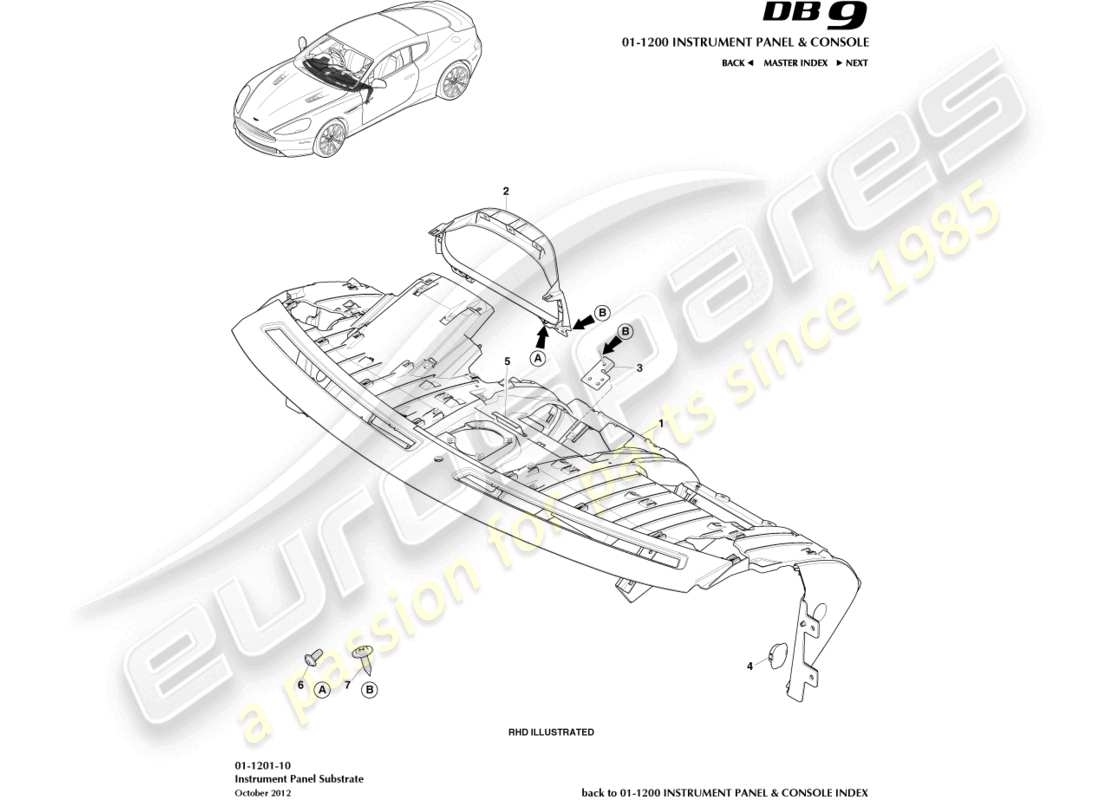 aston martin db9 (2014) ip substrate part diagram