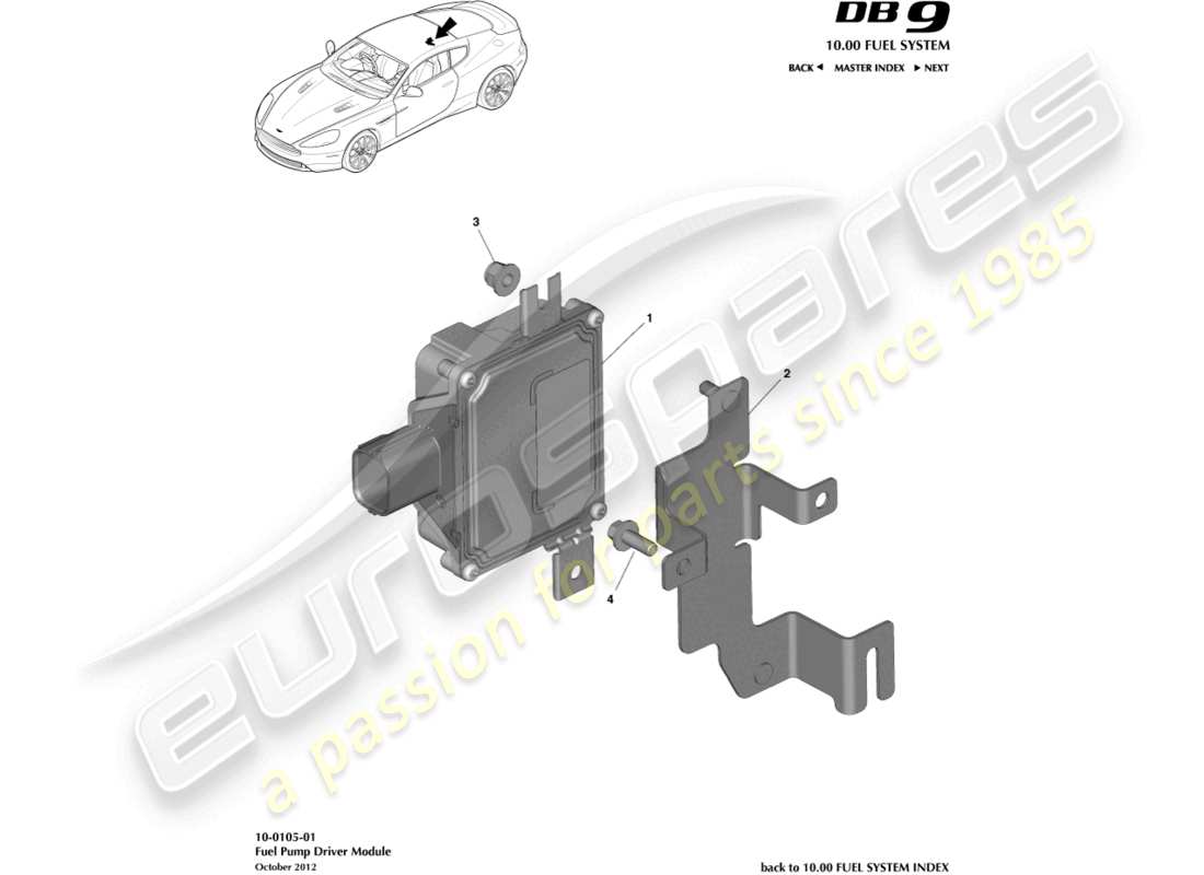 aston martin db9 (2015) fuel pump module part diagram