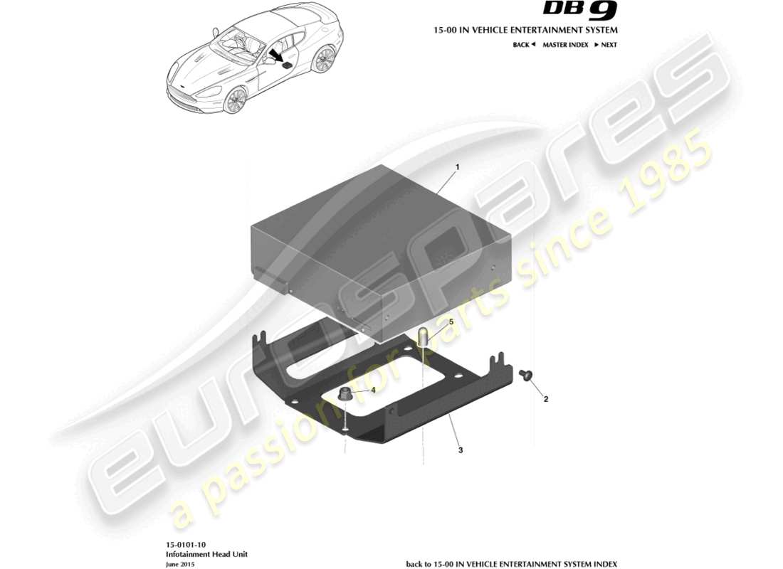 aston martin db9 (2015) ice control unit, 16my on part diagram