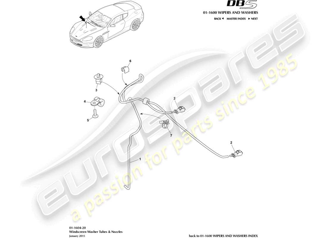 aston martin dbs (2007) windscreen wash parts diagram