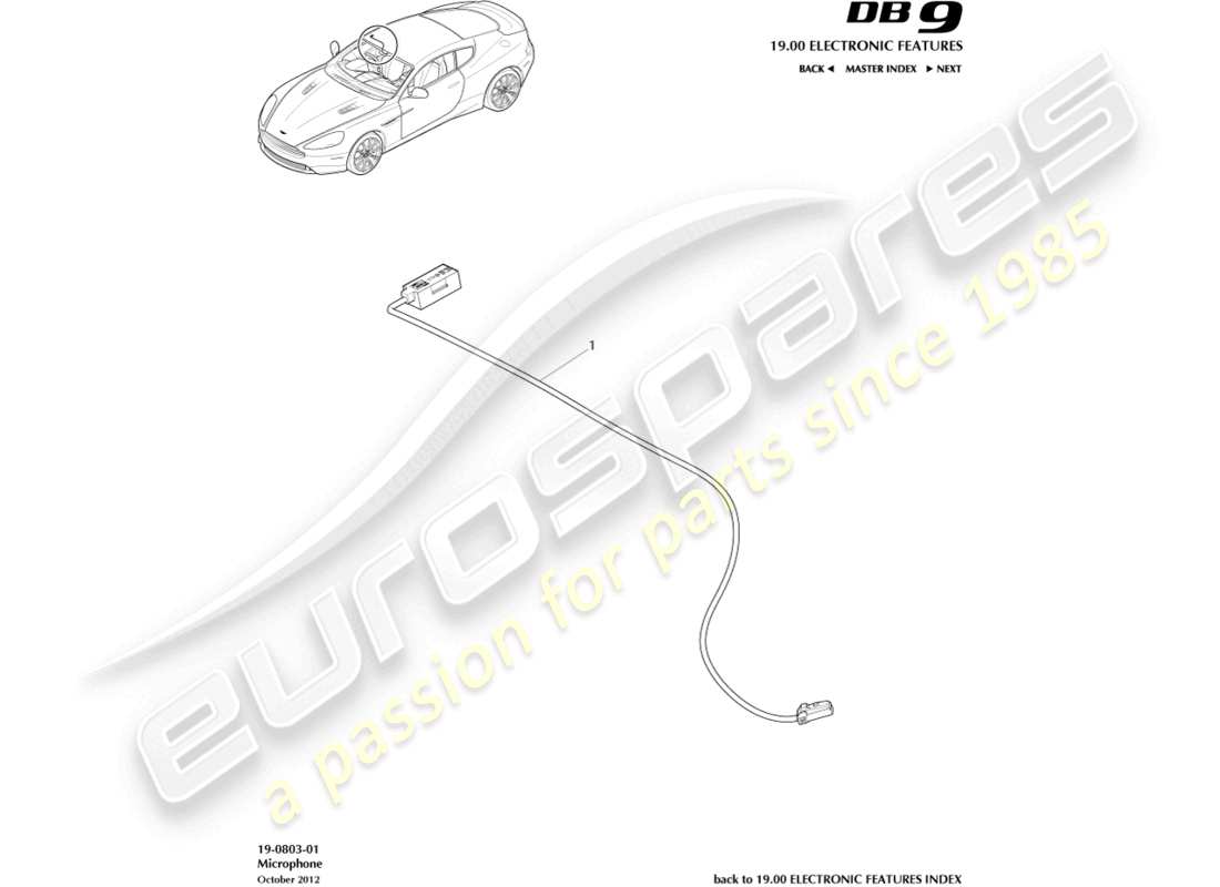 aston martin db9 (2014) microphone, telephone part diagram