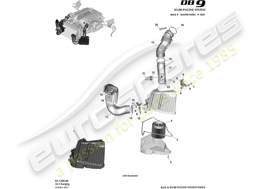 aston martin db9 (2014) air charging part diagram