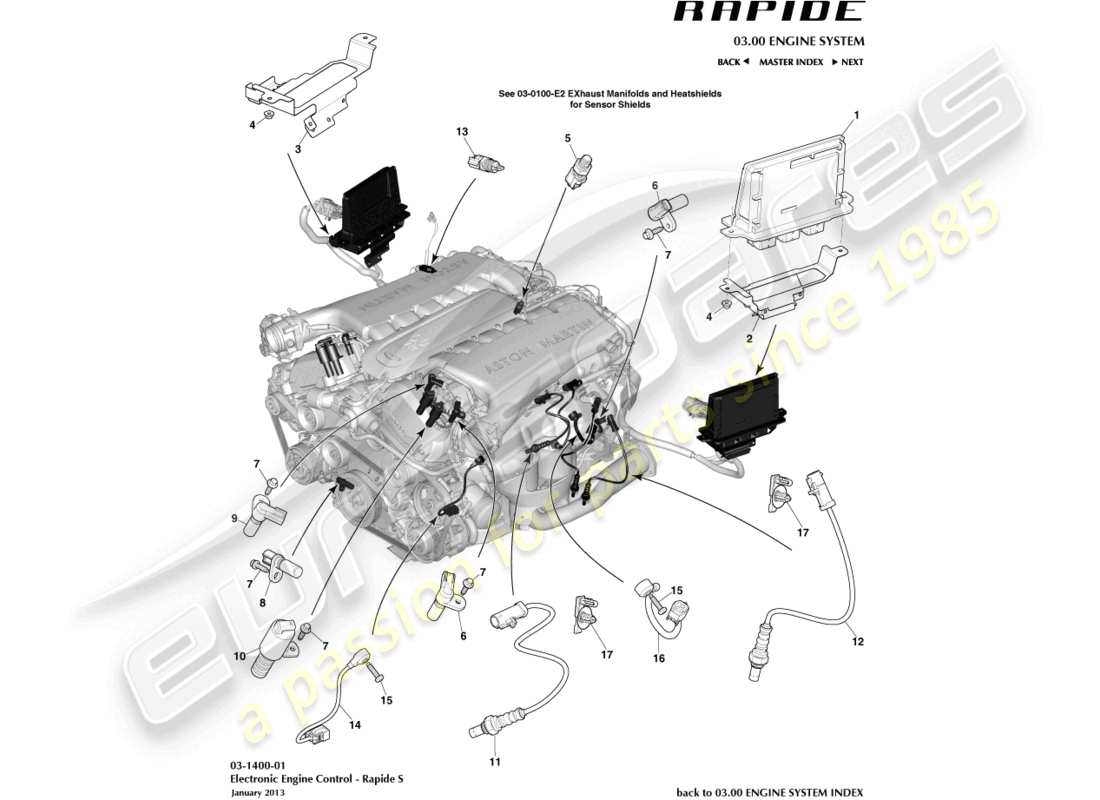 aston martin rapide (2011) electronic engine control part diagram