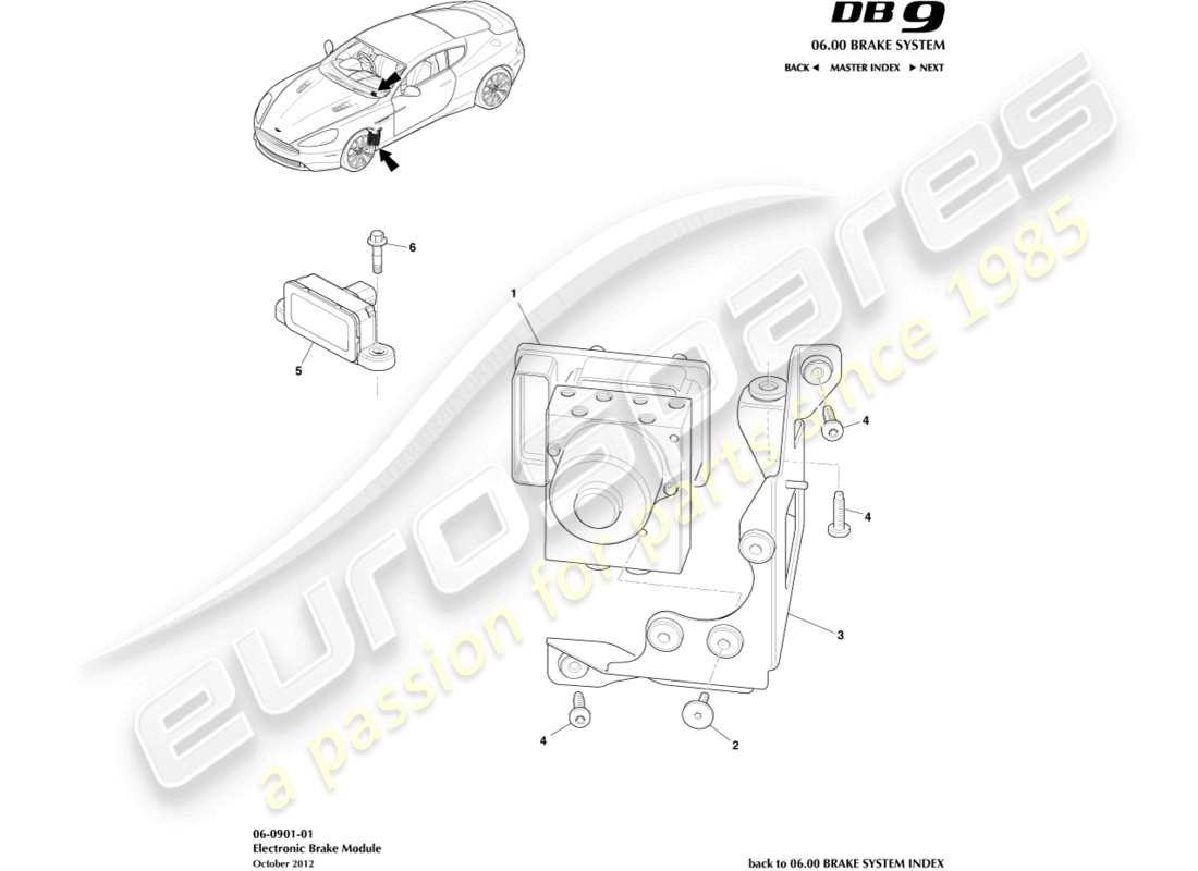 aston martin db9 (2014) electronic brake module part diagram